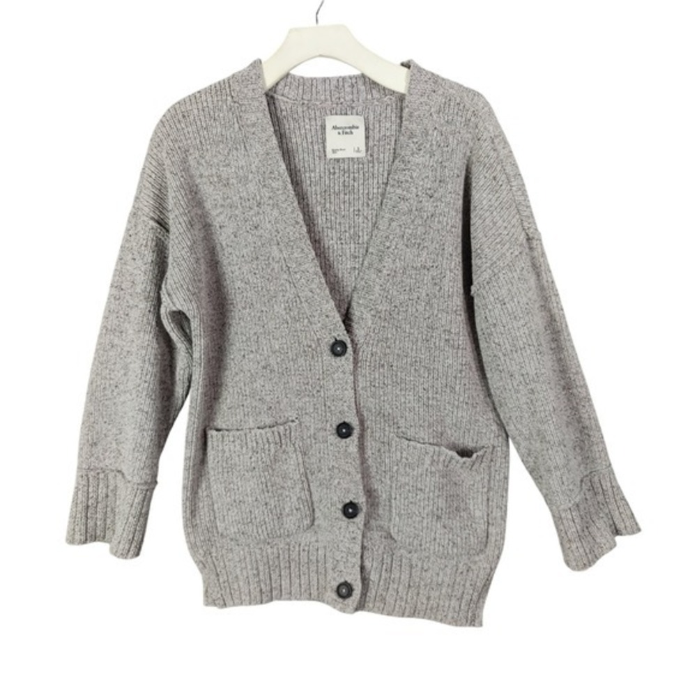 Abercrombie & Fitch Womens Earthy Oversized Grandpa Chunky Knit Cardigan S Grey